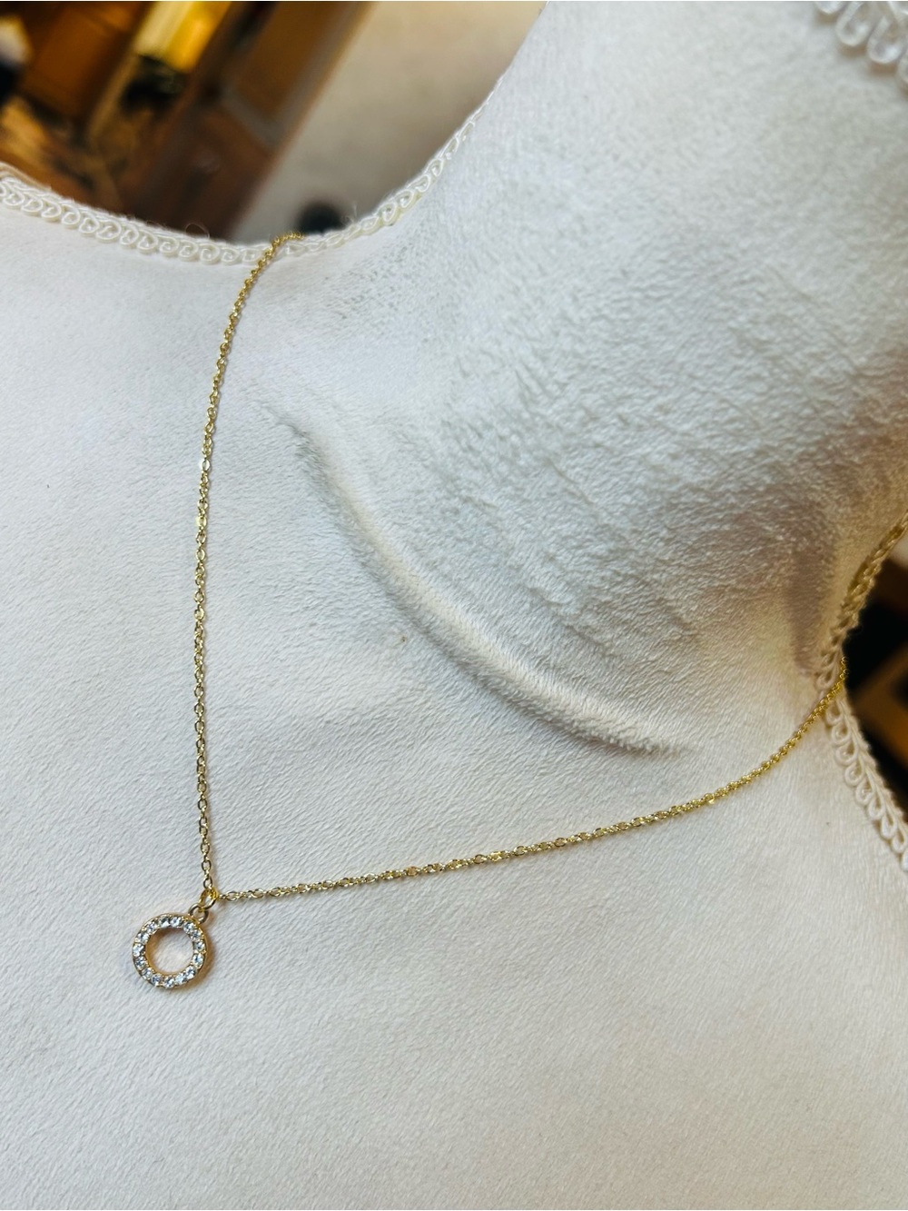 Handcrafted vintage sparkle rhinestone halo pendant on chain necklace